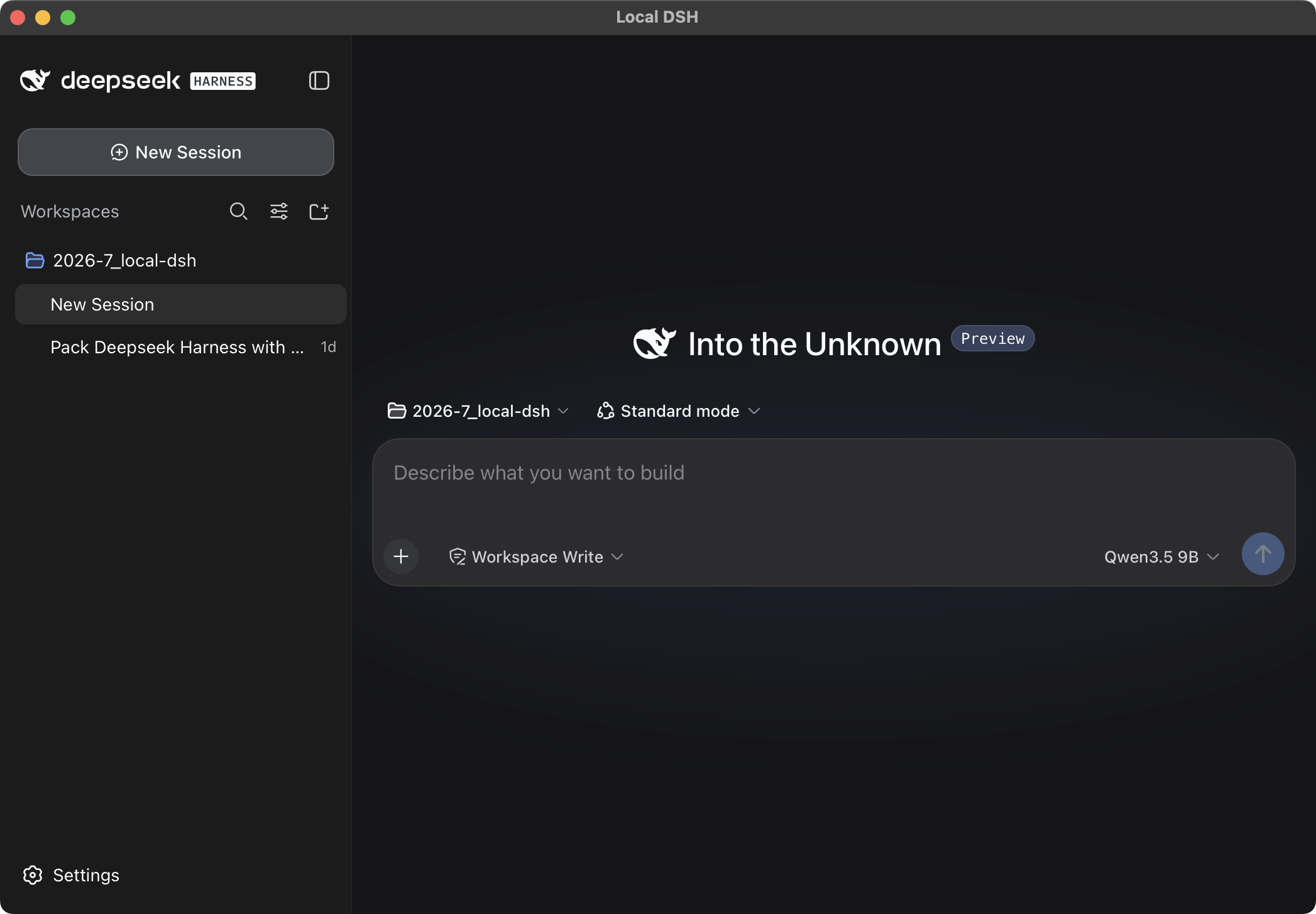 Local DSH product interface preview